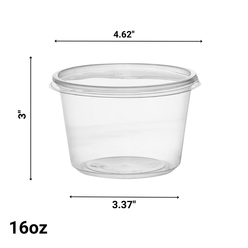 Load image into Gallery viewer, 16oz Lightweight Clear Plastic Round Deli Container with Lids Food Storage &amp; Serving VeZee
