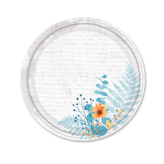 Floral Bliss Teal 8.5" Salad Paper Plates Disposable Plates Nicole Home Collection