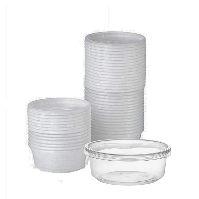 BULK Lightweight Clear Plastic Round Deli Container with Lids 8oz Food Storage & Serving VeZee