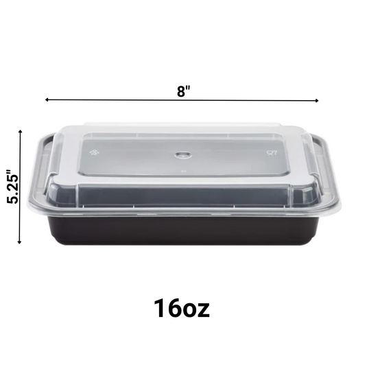 *WHOLESALE* 16oz. Black Rectangular Containers with lids | 150ct/Case Food Storage & Serving VeZee