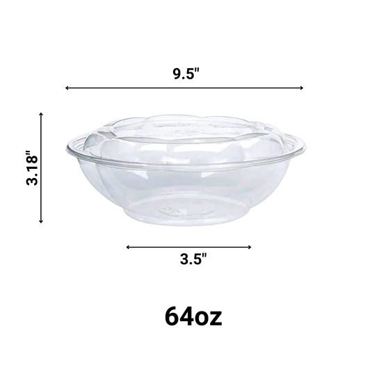 *WHOLESALE* 64oz. Rose / Salad Bowls To-Go Containers with lids | 100 ct/case Smoothie Cups VeZee