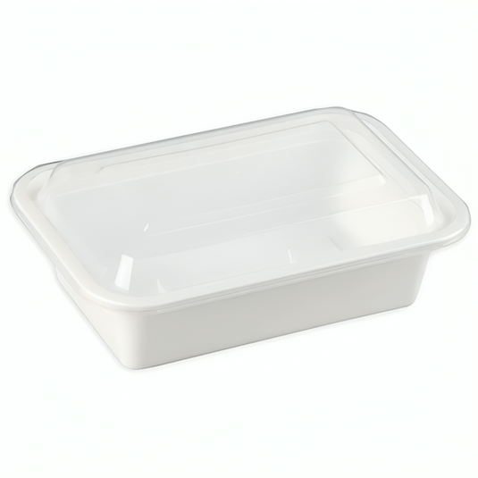 38oz Extra Strong Quality White Rectangular Meal Prep/ Bento Box Container Food Storage & Serving VeZee