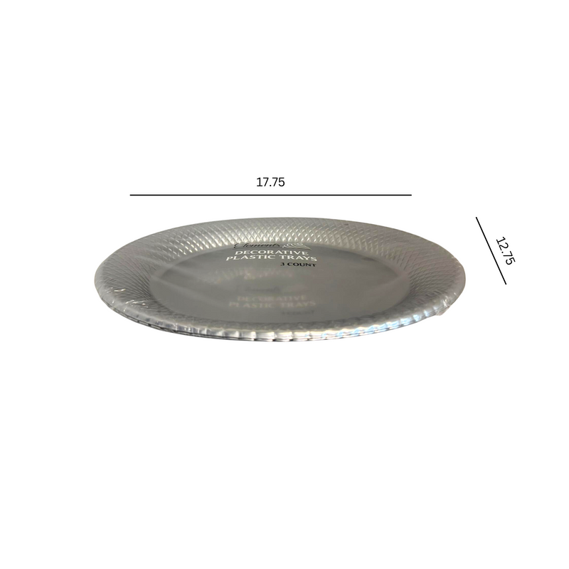 Load image into Gallery viewer, Silver Oval Serving Plastic Tray, 17.75 X 12.75 Tray King Zak
