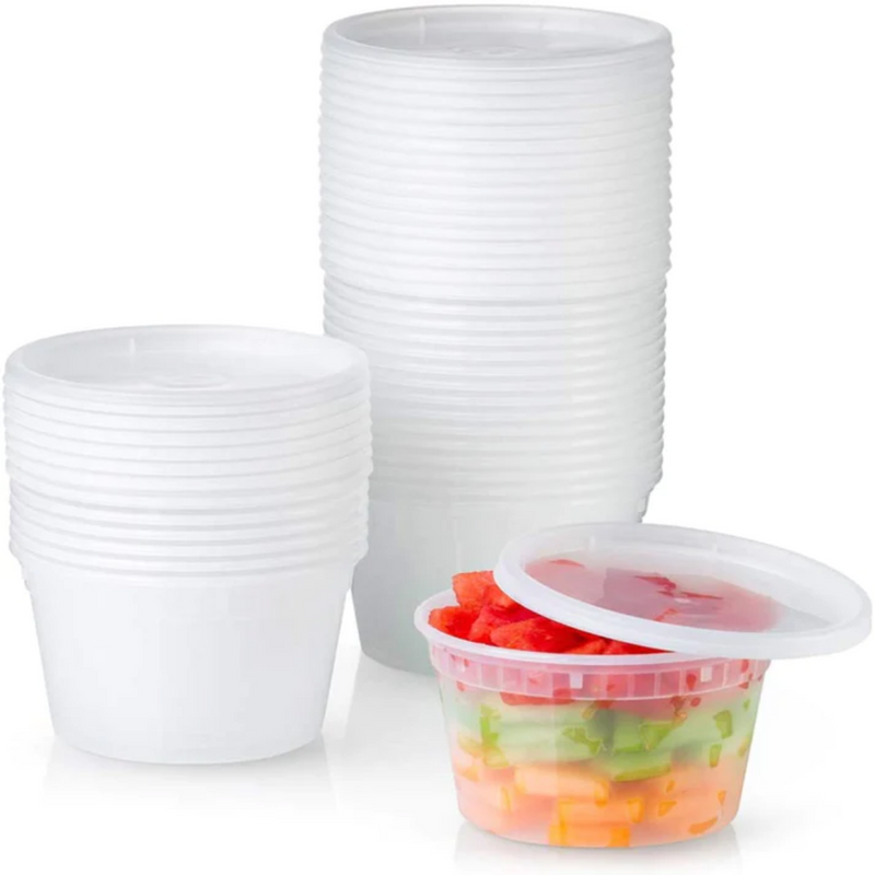 Load image into Gallery viewer, BULK Heavy Duty Deli Food Storage Containers with Lids 16oz Food Storage &amp; Serving VeZee
