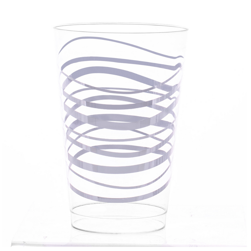 Load image into Gallery viewer, 12oz Plastic Disposable Ripple Transparent Silver Cups Tumblers Lillian Tablesettings
