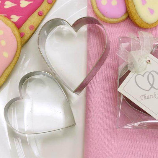 2pcs Stainless Steel Heart Shaped Cookie Cutters Party Favors, Biscuits Cutter Wedding Favor Set with Clear Gift Box - 2.5",3" Decorations HIER_9750 Default Title