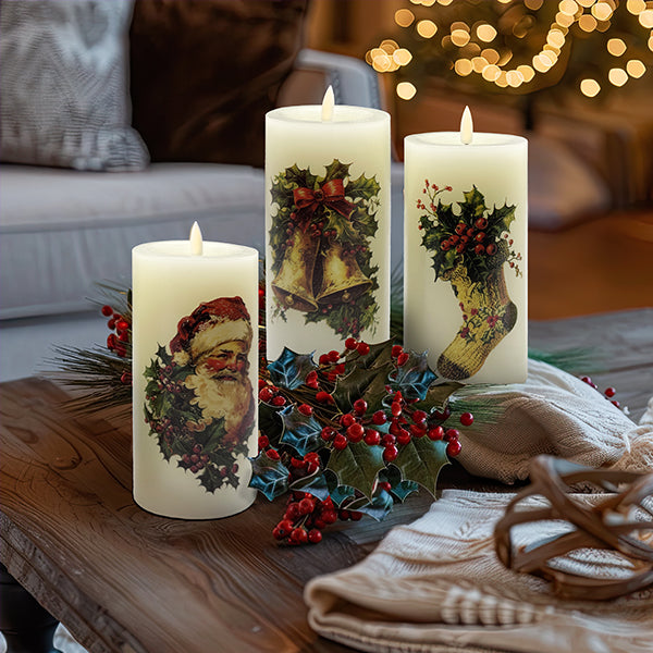 Christmas Decal LED Candles, Set of 3 Sale ABH