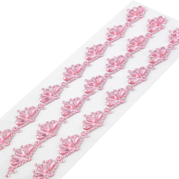 3 Pack Stick-On Diamond Rhinestone Gems, Pink Self Adhesive Crown DIY Craft Stickers Decorations HIER_9520