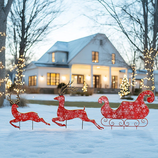 Santa Sleigh Silhouette Yard Stakes, Set of 3 General ABH