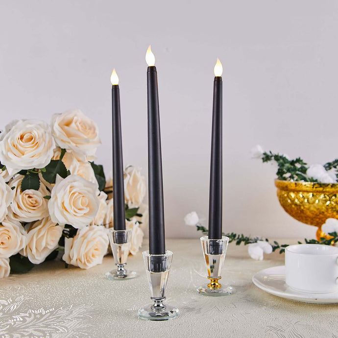 3-Pack LED Decorative Lighting Warm Flickering Black - Flameless Taper Candles 11