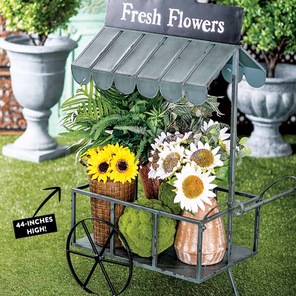 Farmhouse Iron Flower Cart with Roof General UMA