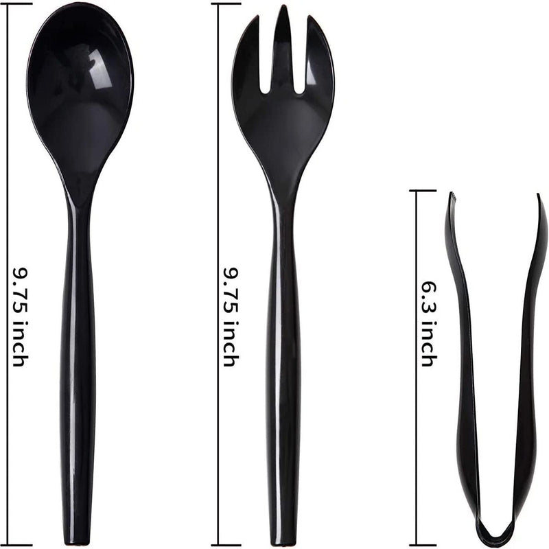 Load image into Gallery viewer, Plastic Serving Utensils,Heavy Duty Black Disposable, 3-Piece Each-in-One, Set 9-Piece Serverware Vezee
