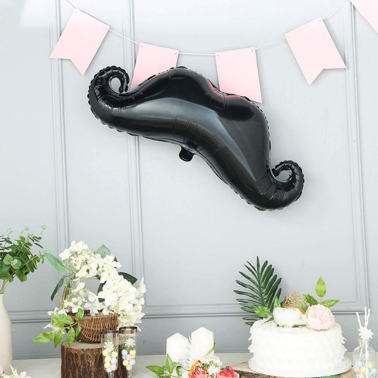 31" Black Mustache Shaped Mylar Balloon, Foil Party Balloons Decorations PROstorez Default Title