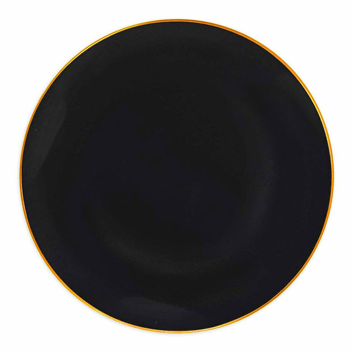 Organic Collection Black/Gold Rim Plastic Dinner Plates 10