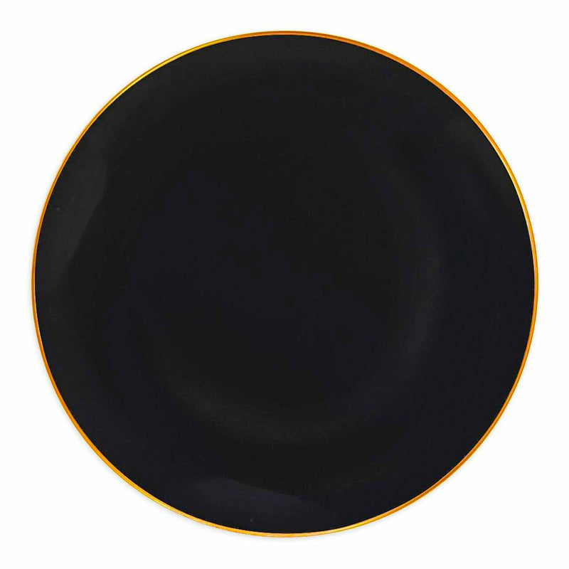 Load image into Gallery viewer, Organic Collection Black/Gold Rim Plastic Dinner Plates 10&quot; Tablesettings Blue Sky
