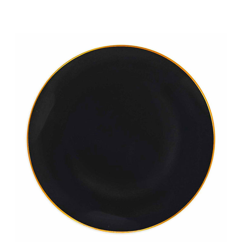 Load image into Gallery viewer, Organic Collection Black/Gold Rim Plastic Salad Plates 7.5&quot; Tablesettings Blue Sky
