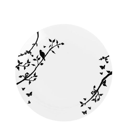 Spring Collection White and Black Plastic Salad Plates 7.5" Tablesettings Blue Sky