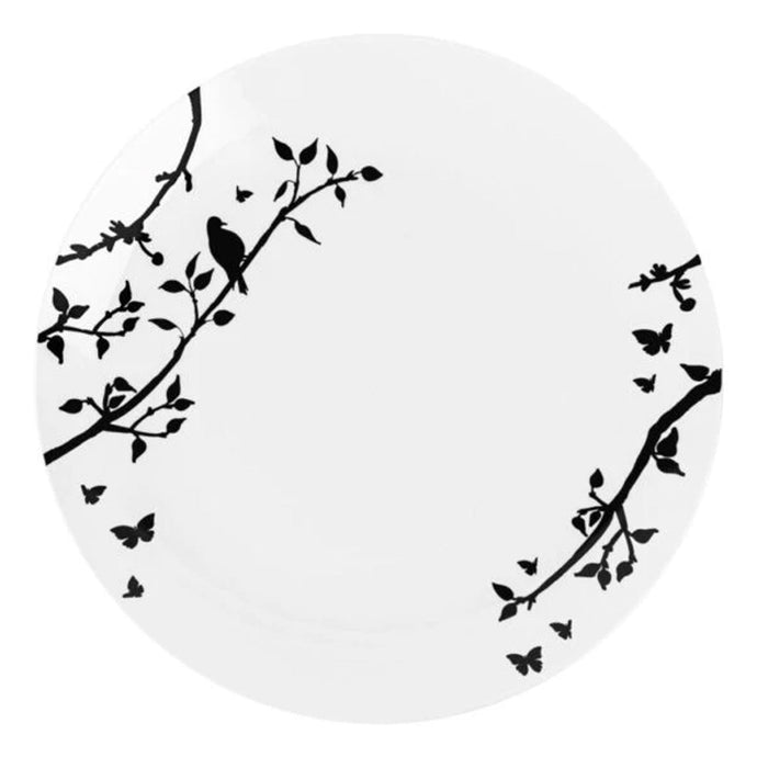 Spring Collection White and Black Plastic Dinner Plates 10