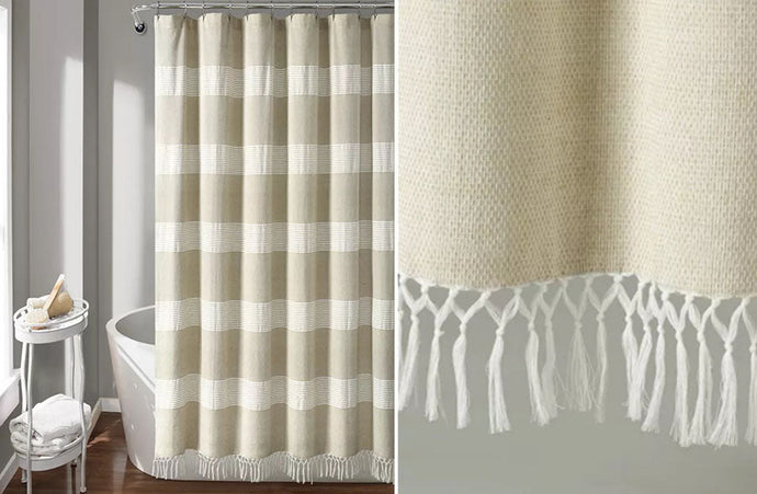 Taupe Knotted Tassel Shower Curtain General THF