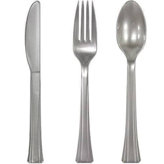 Lillian Tablesettings Extra Strong Quality Premium Plastic Teaspoon Silver Cutlery Lillian