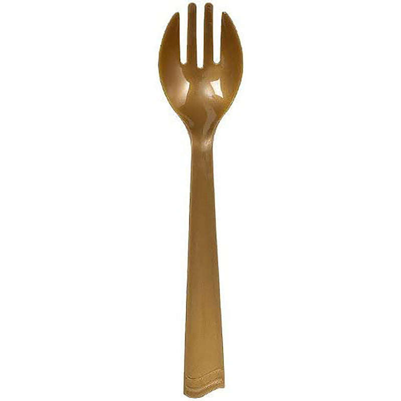 Load image into Gallery viewer, Gold Plastic Serving Fork 10&quot; Serverware Party Dimensions
