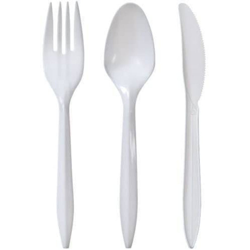 Load image into Gallery viewer, Nicole Home Collection Medium Weight Cutlery Combo White Cutlery VeZee
