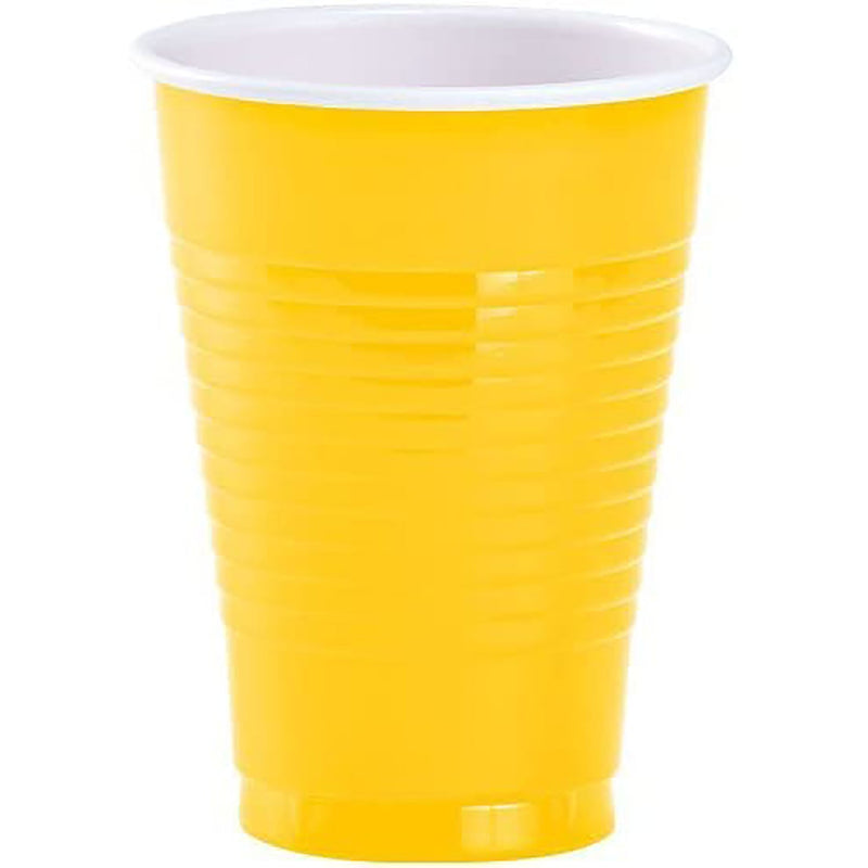 Load image into Gallery viewer, Sunshine Yellow Co-Ex Plastic Cup 12 oz Cups Party Dimensions
