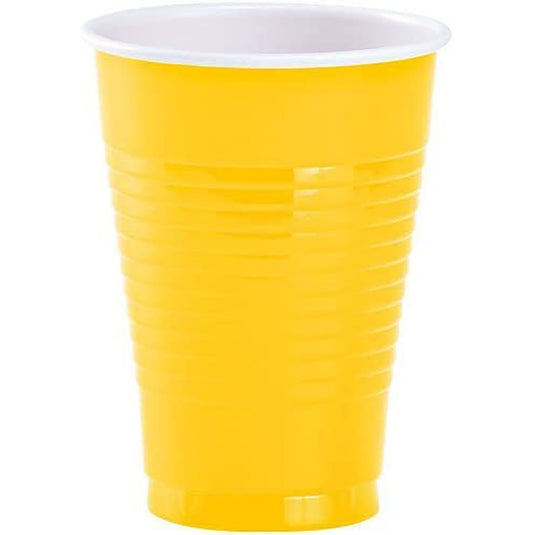 Sunshine Yellow Co-Ex Plastic Cup 12 oz Cups Party Dimensions