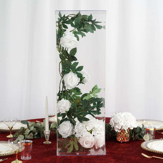 32" Clear Acrylic Display Box, Transparent Pedestal Riser with Interchangeable Lid and Base Decorations HIER_7600 Default Title