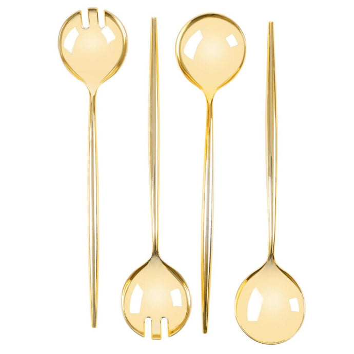 Novelty Serving Plastic Flatware Spoon & Spork Gold 13