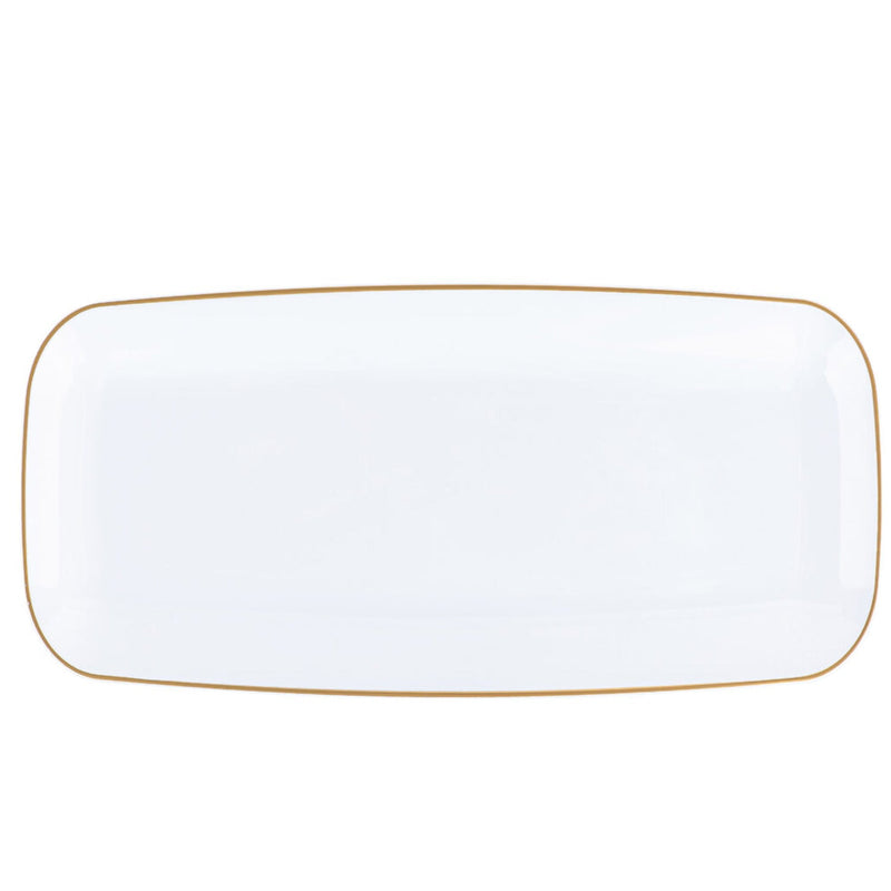 Load image into Gallery viewer, Organic White Gold Rim Tray Rectangle 1.6″ Serverware Blue Sky
