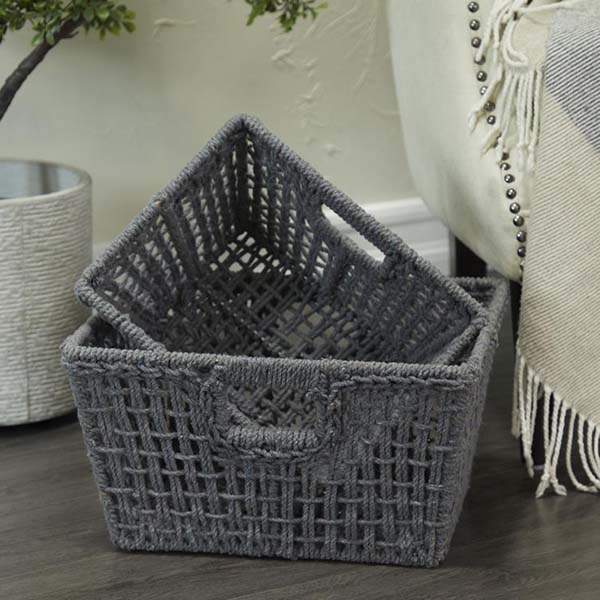 Load image into Gallery viewer, Woven Cotton Storage Baskets, Set of 2 Whats trending Decor Steals
