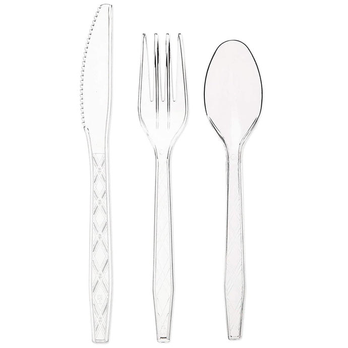 Argyle Premium Flatware Clear Disposable Fancy High quality 360 Pcs Utensils Set Napkins Simcha Collection