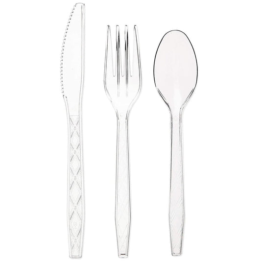 Argyle Premium Flatware Clear Disposable Fancy High quality 360 Pcs Utensils Set Napkins Simcha Collection