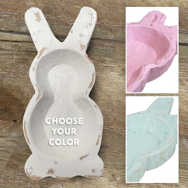 Handcarved Bunny Dough Bowl, Pick Your Color General MA