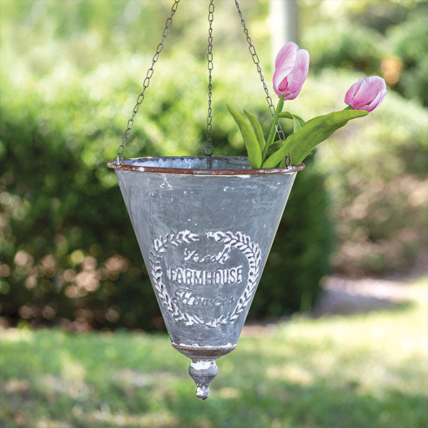 Distressed Metal Hanging Flower Planter General CT