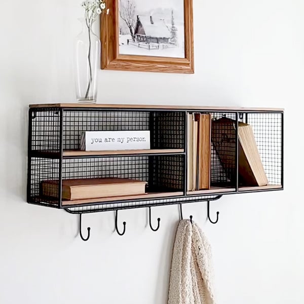 Wood Shelf With Four Wire Mesh Cubbies Whats trending ABH