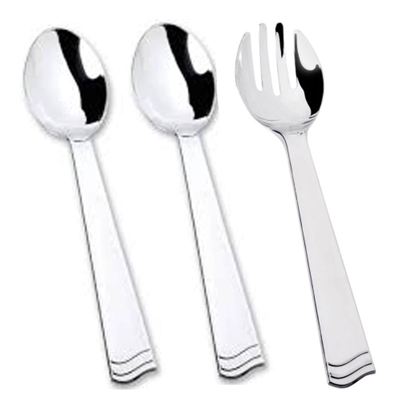 Load image into Gallery viewer, Serving Set two 2 spoons and one 1 fork Silver 10&quot; Tablesettings Lillian
