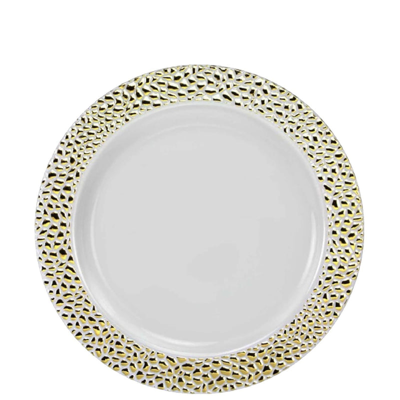 Load image into Gallery viewer, Pebbled Plastic Salad Plate Gold 7.5&quot; Elegant Plates Lillian
