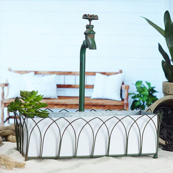 Rustic Style Planter With Decorative Faucet General VIP