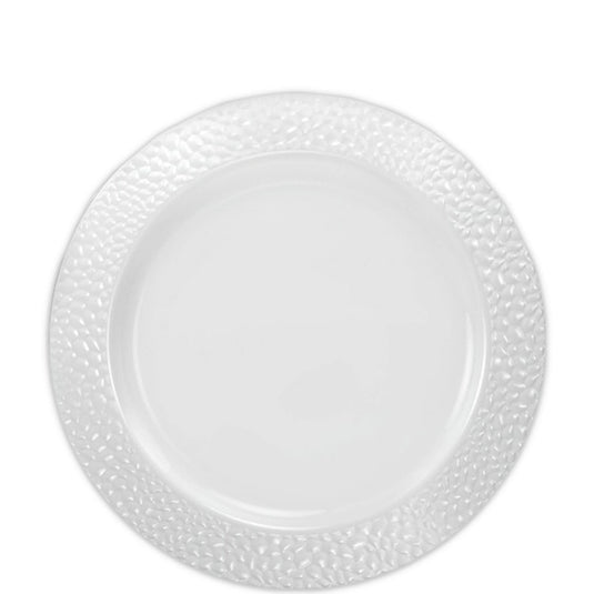 Pebbled Plastic Salad Plate White 7.5