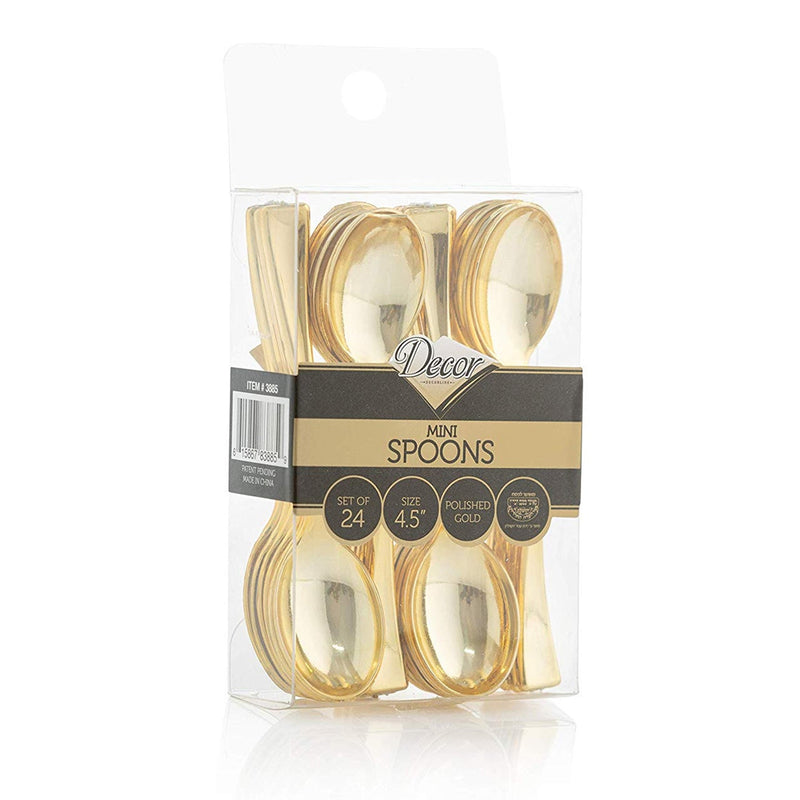 Load image into Gallery viewer, Gold Mini Plastic Spoons 4.5&quot; Serverware Decorline
