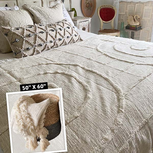 High and Low Tufted Cotton Throw Accessory TS