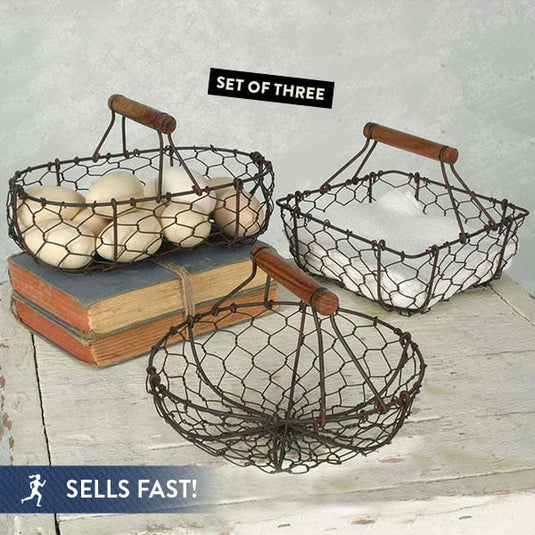 Vintage-Inspired Gathering Baskets, Set of 3 General CT