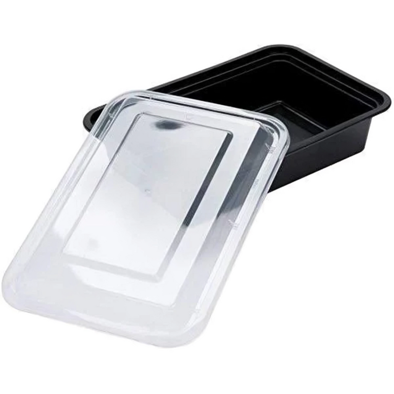 Load image into Gallery viewer, *BULK* 28oz. Black Rectangular Meal Prep / Bento Box Containers with Lids Food Storage &amp; Serving VeZee
