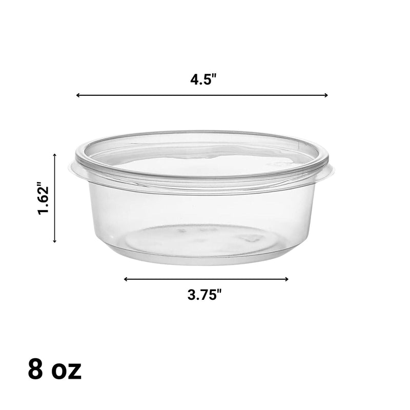 Load image into Gallery viewer, BULK Lightweight Clear Plastic Round Deli Container with Lids 8oz Food Storage &amp; Serving VeZee
