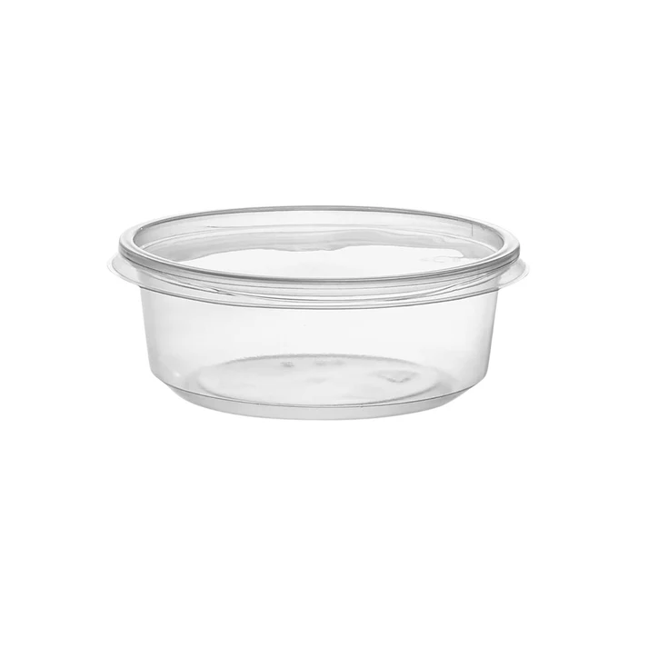 Load image into Gallery viewer, BULK Lightweight Clear Plastic Round Deli Container with Lids 8oz Food Storage &amp; Serving VeZee
