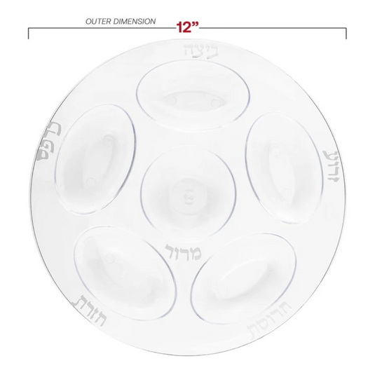 Seder Plate White & Silver Plastic Platter – Extra Strong Quality Seder Plate Blue Sky