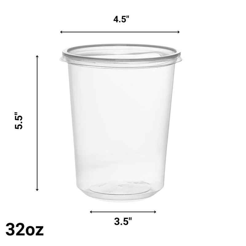 Load image into Gallery viewer, BULK Lightweight Clear Plastic Round Deli Container with Lids 32oz Food Storage &amp; Serving VeZee
