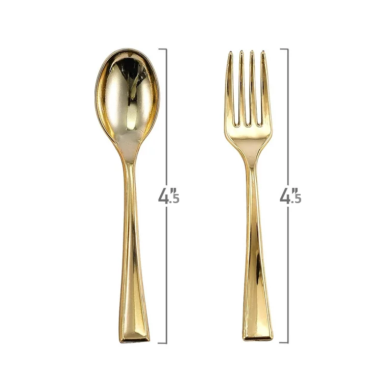 Load image into Gallery viewer, Gold Mini Plastic Spoons 4.5&quot; Serverware Decorline
